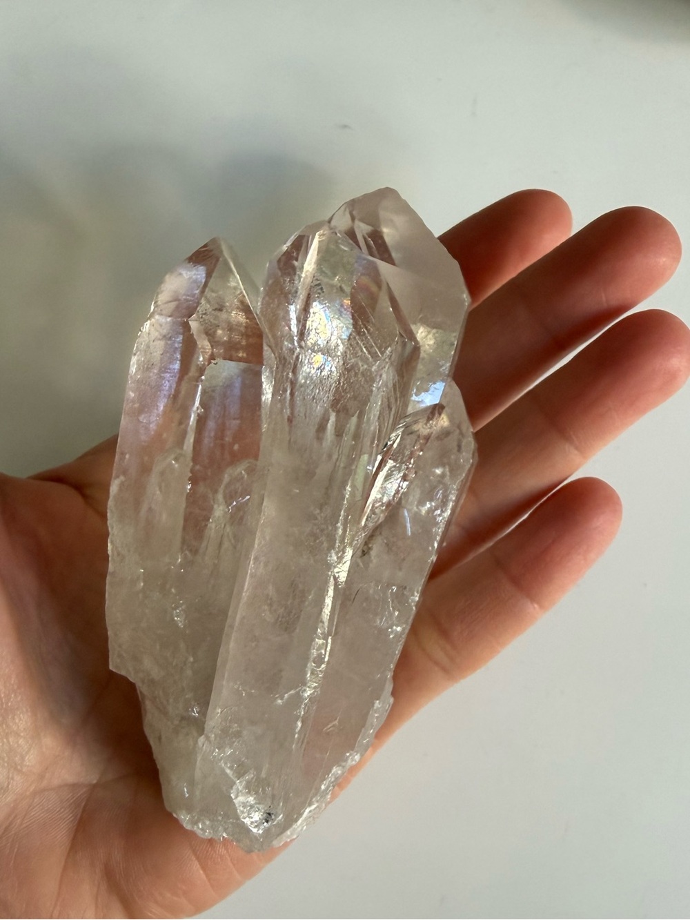 Natural clear quartz cluster specimen